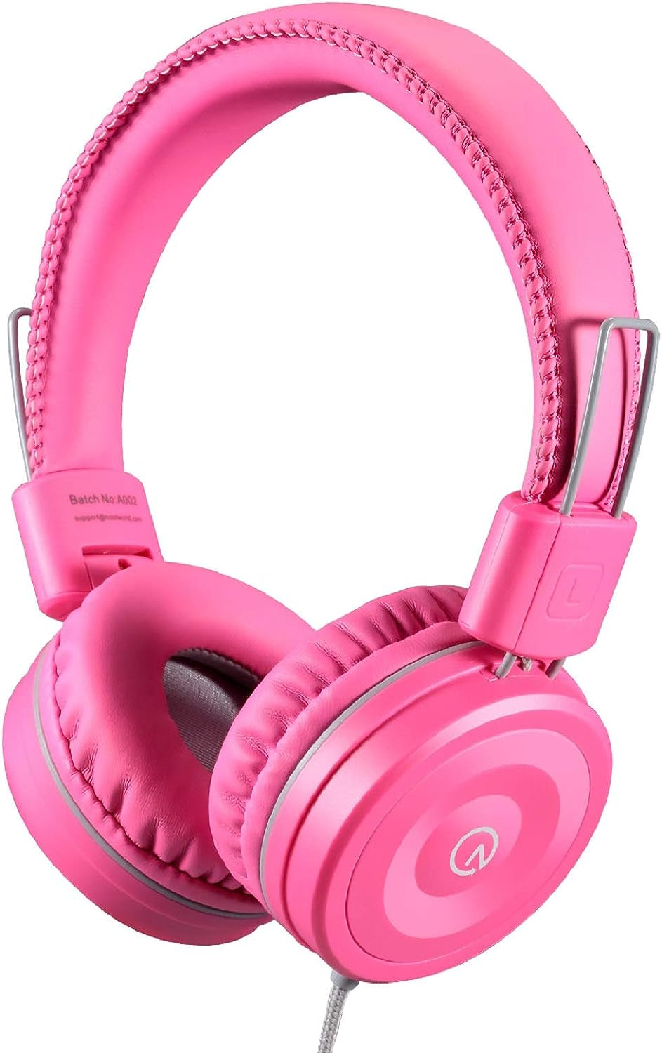 Kids Headphones K22 Foldable Stereo Tangle-Free 5Ft Long Cord 3.5Mm Jack Plugin Wired On-Ear Headset for Ipad/Amazon Kindle Fire/Girls/School/Laptop/Travel/Plane/Tablet Flamingopink