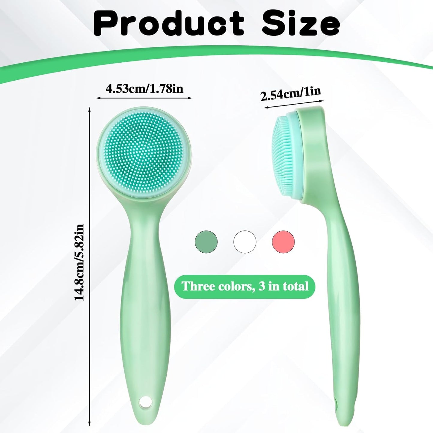 3 Pack Silicone Manual Facial Cleansing Brush Skin Friendly Face Scrubber Exfoliator Soft Bristles Waterproof Makeup Skincare Removal Applicator for Blackheads Whiteheads Massaging