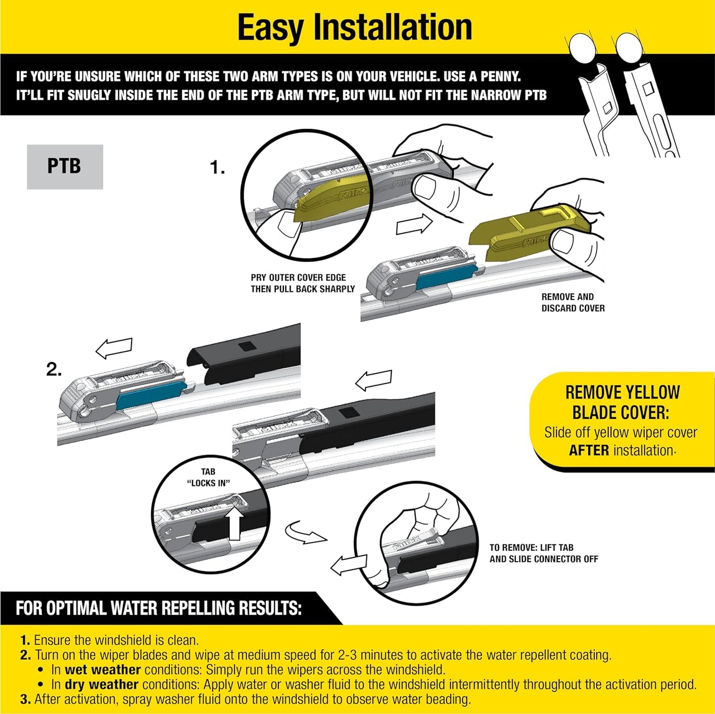 810163 Latitude 2-In-1 Water Repellent Wiper Blades, 26" and 16" Windshield Wipers (Pack of 2), Automotive Replacement Windshield Wiper Blades with Patented Water Repellency Formula