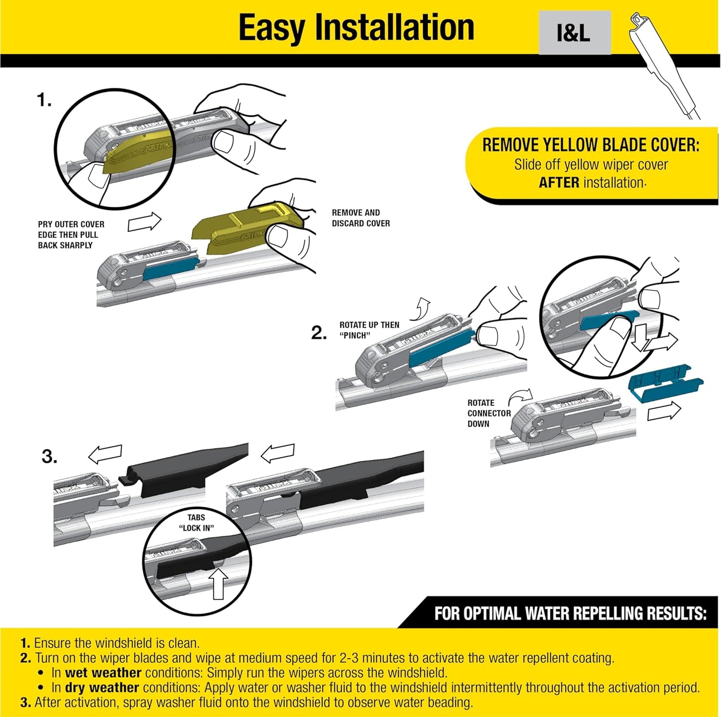 810163 Latitude 2-In-1 Water Repellent Wiper Blades, 26" and 16" Windshield Wipers (Pack of 2), Automotive Replacement Windshield Wiper Blades with Patented Water Repellency Formula