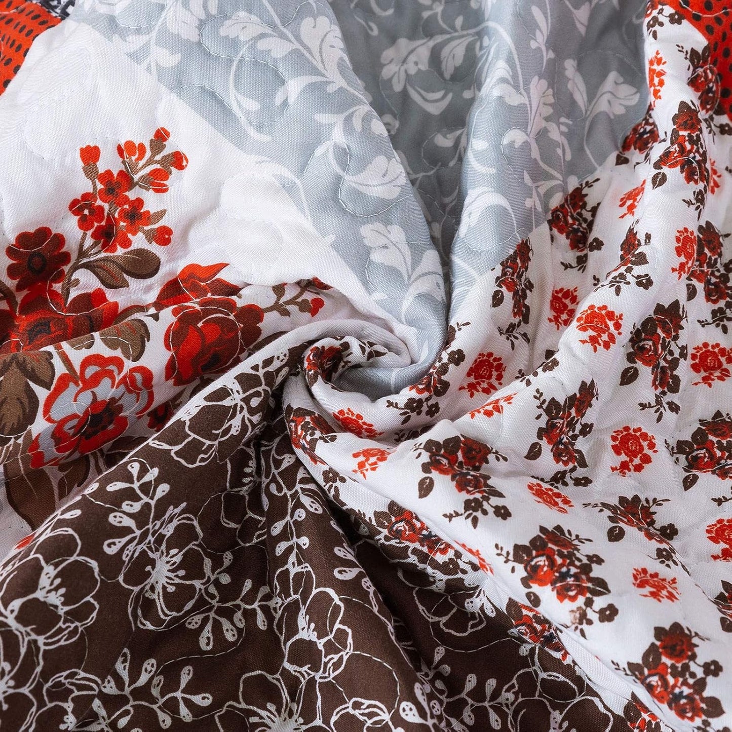 Quilt Set King Size - 3 Piece Microfiber Bedspread Reversible Coverlet Patchwork Bedding Set Lightweight Bedcover Floral Bedspreads All Season Quilts-Amaranth Red