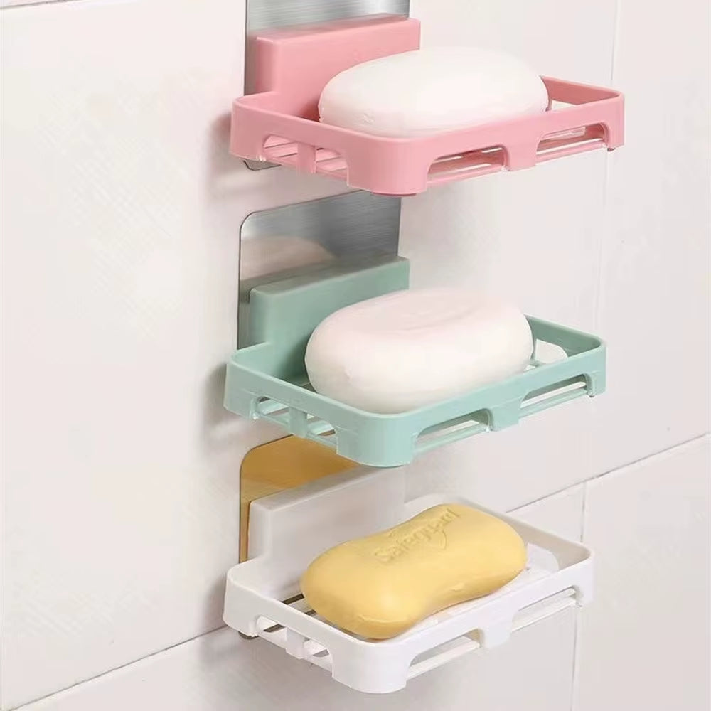 Wall-Mounted Soap Box Drain Bracket Suction Cup Punch Free Soap Dish Tray Sponge Bracket Practical Home Bathroom Accessories