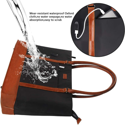 Woman Laptop Tote Bag,Usb Teacher Bag Large Work Bag Purse Fits 17.3 in Laptop,Lightweight Waterproof Computer Shoulder/Messenger Bag(Ablack)