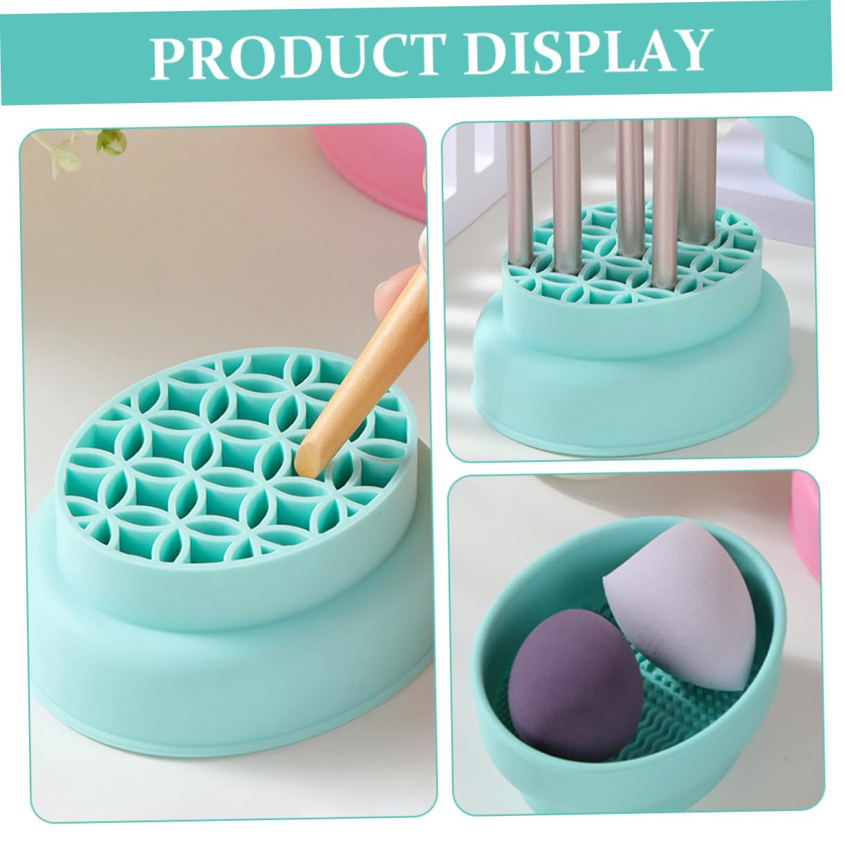 Makeup Tool Cleaner Bowl Makeup Brush Drying Mat Makeup Brush Cleaning Mat Cosmetic Cleaning Tool Makeup Brush Scrubber Cleaner Bowl for Makeup Tools Sponge Dryer Green