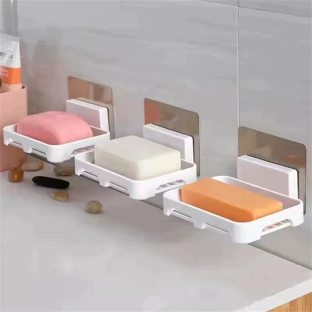 Wall-Mounted Soap Box Drain Bracket Suction Cup Punch Free Soap Dish Tray Sponge Bracket Practical Home Bathroom Accessories