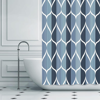 Aegean Blue Fabric Bath Shower Curtain W 54 X H 72,Waterproof Design and Polyester, Quick-Drying, Heavy Weight, Stall Size Shower Curtains Set for Bathroom,Machine Washable with 8 Hooks