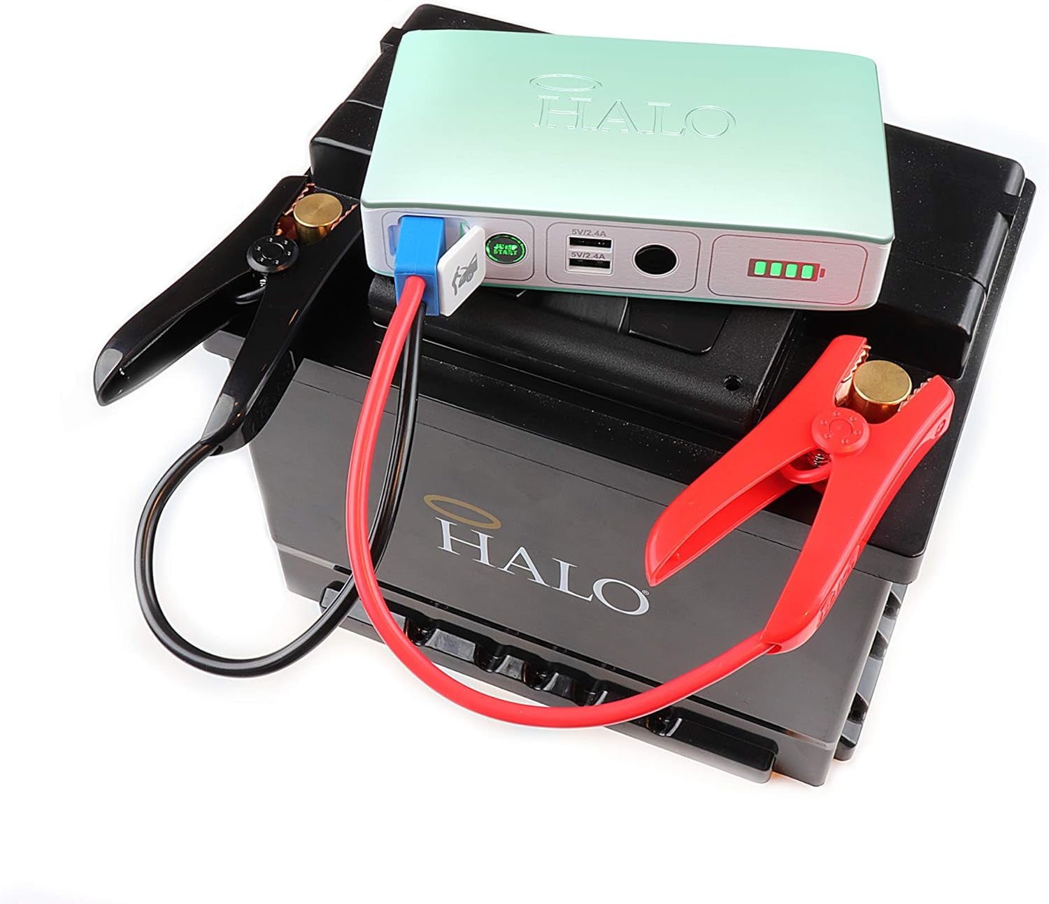 Bolt Compact Portable Jump Starter for Car Battery with 2 USB Ports to Charger Devices, Portable Car Charger - Mint Ombre