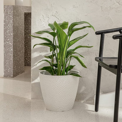Outdoor Indoor Tree Planters,14 Inch Large Planter Flower Pots,Modern Decorative White Planter Pot for House Plants,Honeycomb
