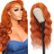 22 Inch Orange Lace Front Wigs Human Hair Body Wave 4X4 Hd Transparent Lace Closure Wig Brazilian Human Hair Pre Plucked with Baby Hair Glueless Wig Human Hair #350 Ginger Colored