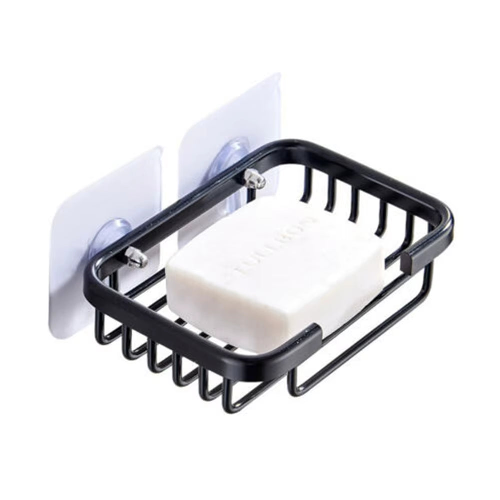 Metal Strong Suction Soap Dish Holder Bathroom Shower Bath Net Drain Case Tray Storage Rack Home Hotel Storage Accessory
