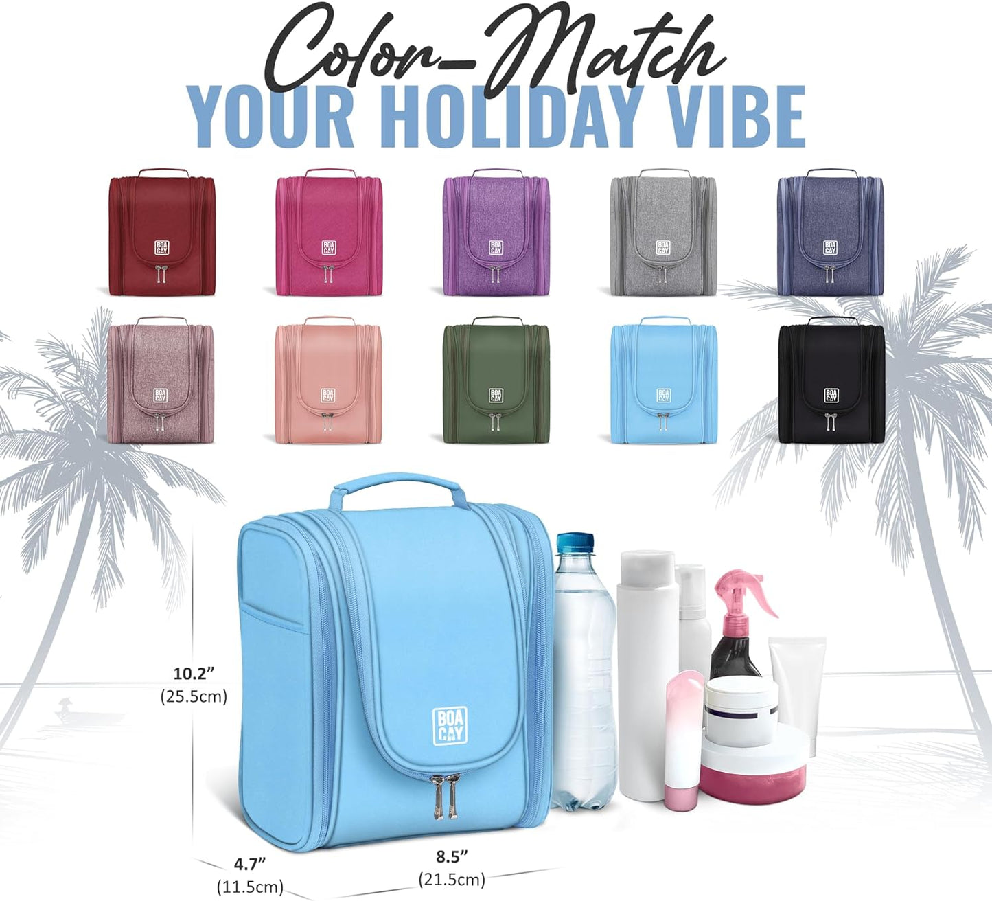 Hanging Travel Toiletry Bag for Women and Men, Makeup Bag, Bathroom & Shower Organizer Kit for Accessories, Cosmetics, Travel Essentials