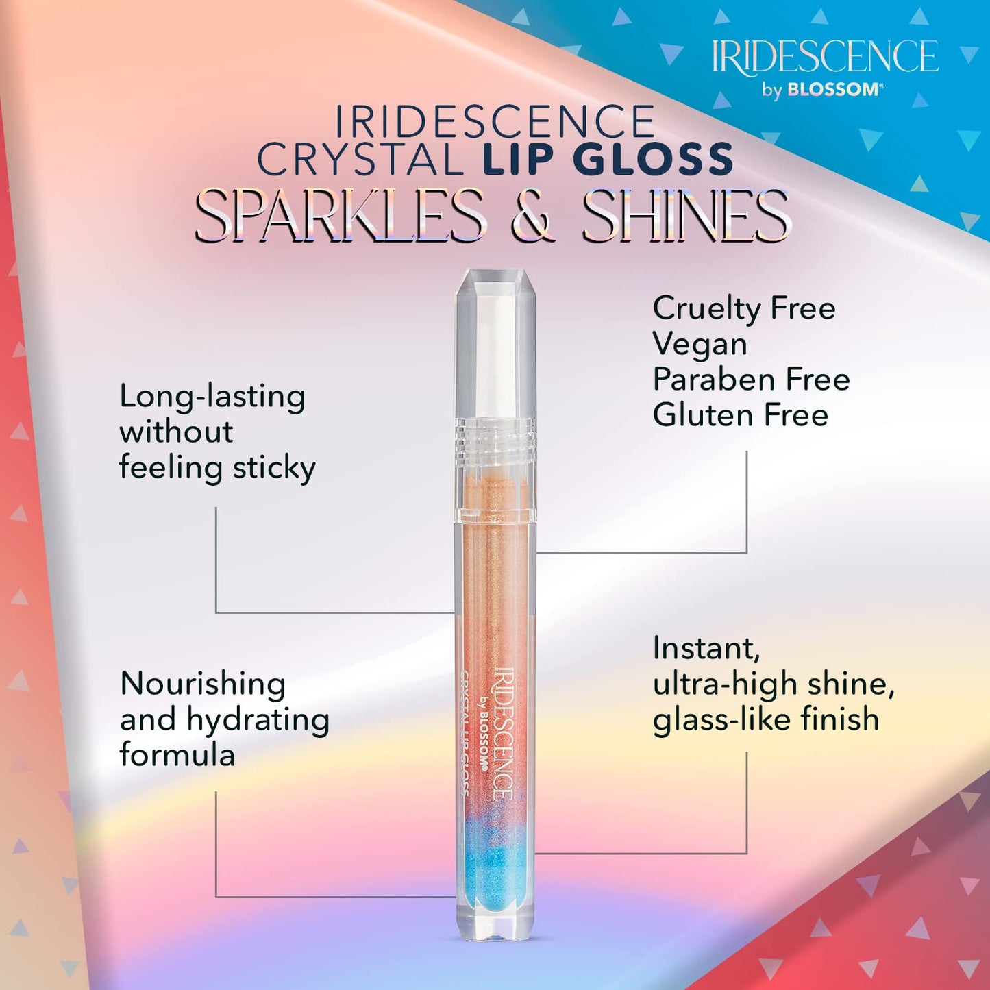 Iridescence Watermelon Flavored, Longlasting High Gloss, Glitter Shimmer Sparkle Crystal Lip Gloss, 0.08 Fl Oz, Ombre Nude, Carnelian Cream