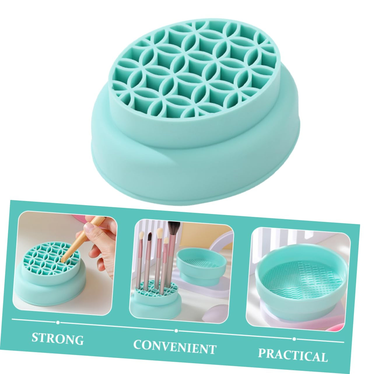 Makeup Tool Cleaner Bowl Makeup Brush Drying Mat Makeup Brush Cleaning Mat Cosmetic Cleaning Tool Makeup Brush Scrubber Cleaner Bowl for Makeup Tools Sponge Dryer Green