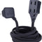 22810 9Ft Fabric Extension Cord, 3 Polarized Outlets, Right Angle Plug, 125 Volts, Black, Extension Cord with Multiple Outlets, Multi Plug Outlet, Electrical Outlet, Home Improvement