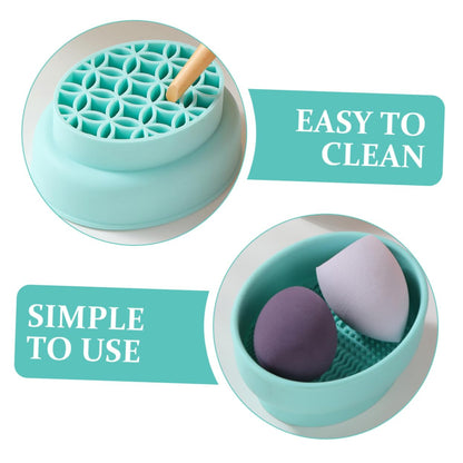 Makeup Tool Cleaner Bowl Makeup Brush Drying Mat Makeup Brush Cleaning Mat Cosmetic Cleaning Tool Makeup Brush Scrubber Cleaner Bowl for Makeup Tools Sponge Dryer Green
