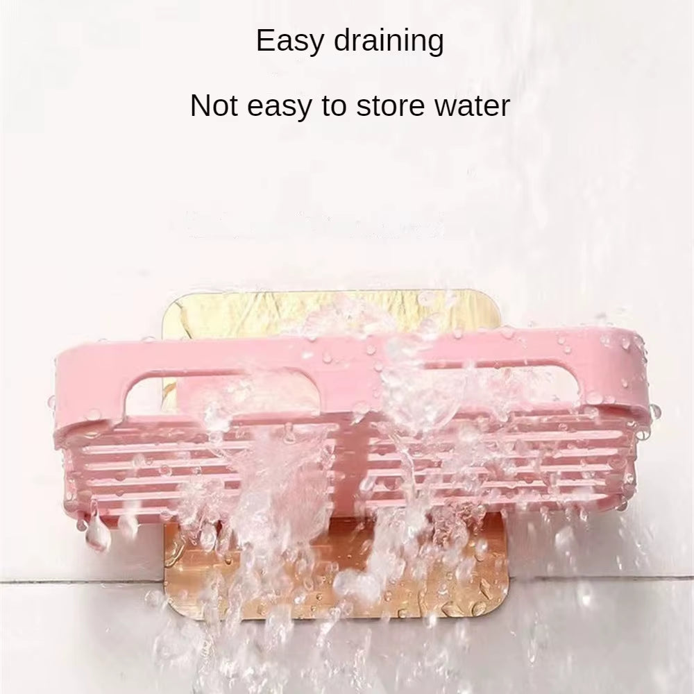 Wall-Mounted Soap Box Drain Bracket Suction Cup Punch Free Soap Dish Tray Sponge Bracket Practical Home Bathroom Accessories