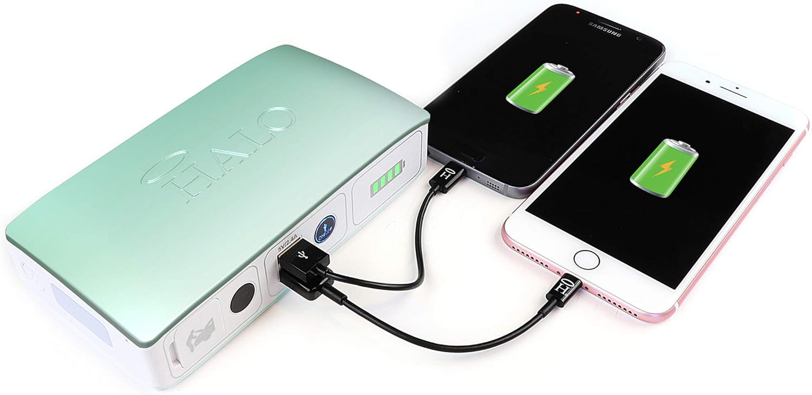 Bolt Compact Portable Jump Starter for Car Battery with 2 USB Ports to Charger Devices, Portable Car Charger - Mint Ombre