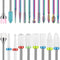 21Pcs Nail Drill Bits Sets, 3/32 Inch Diamond Cuticle Electric Nail File and Ceramic Acrylic Gel Nail Bit Kit, Acrylic Nail Art Tools, Carbide Remover Bits for Manicure Pedicure, Home Salon