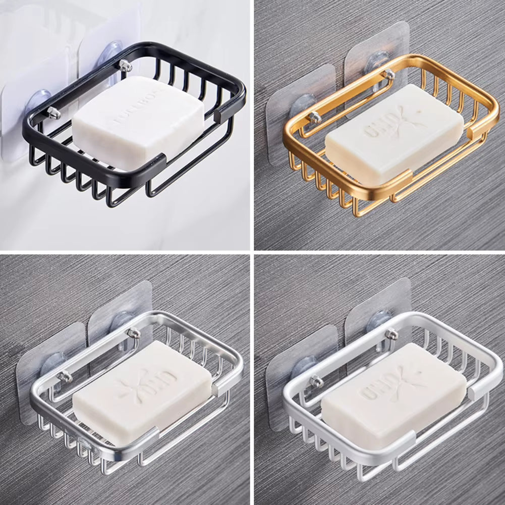 Metal Strong Suction Soap Dish Holder Bathroom Shower Bath Net Drain Case Tray Storage Rack Home Hotel Storage Accessory