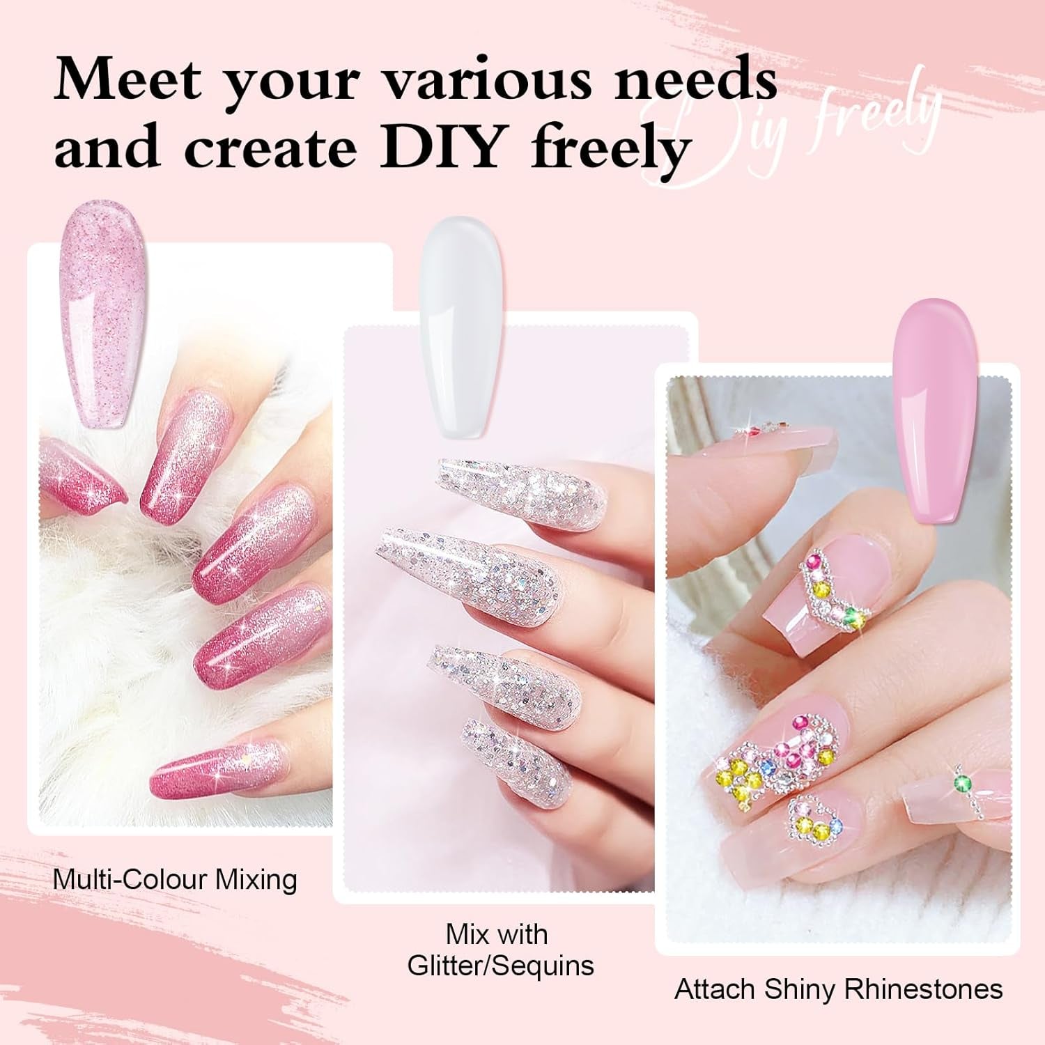 Poly Nail Gel Kit, 10 Colors Poly Nail Extension Gel Kit Starter Kit, Professional Acrylic Nail Kit for Beginner with Everything Gel Nail Kit with UV Light Nail Art Tools for Nail Art Design