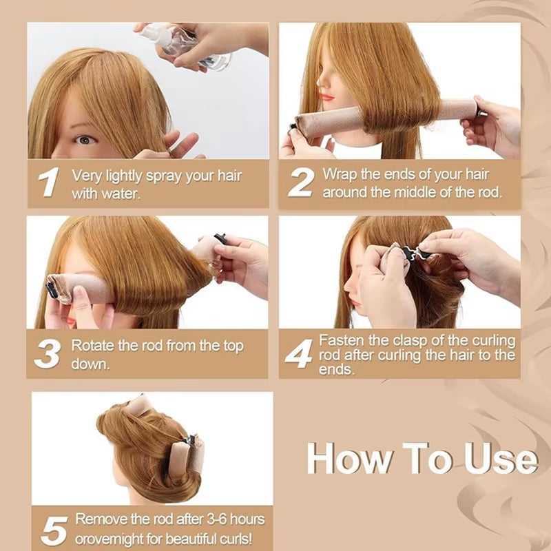 Heatless Curling Rod Headband Lazy Hair Curlers No Heat Hair Rollers Curls Sleeping Soft Flexi Rods with Hook Hair Styling Tools