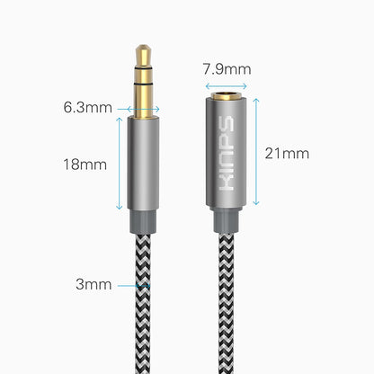 Audio Auxiliary Stereo Extension Audio Cable 3.5Mm Stereo Jack Male to Female, Stereo Jack Cord for Phones, Headphones, Speakers, Tablets, Pcs, MP3 Players and More (4FT/1.2M, Braied-Gray)