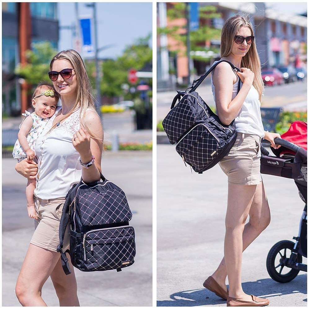 Diaper Bag, Diaper Bag Backpack for Baby Boys Girls, Multifunction Large Rucksack Diaper Bags with Changing Pads, Waterproof Travel Back Pack Knapsack for Dad & Mom -Stylish Black