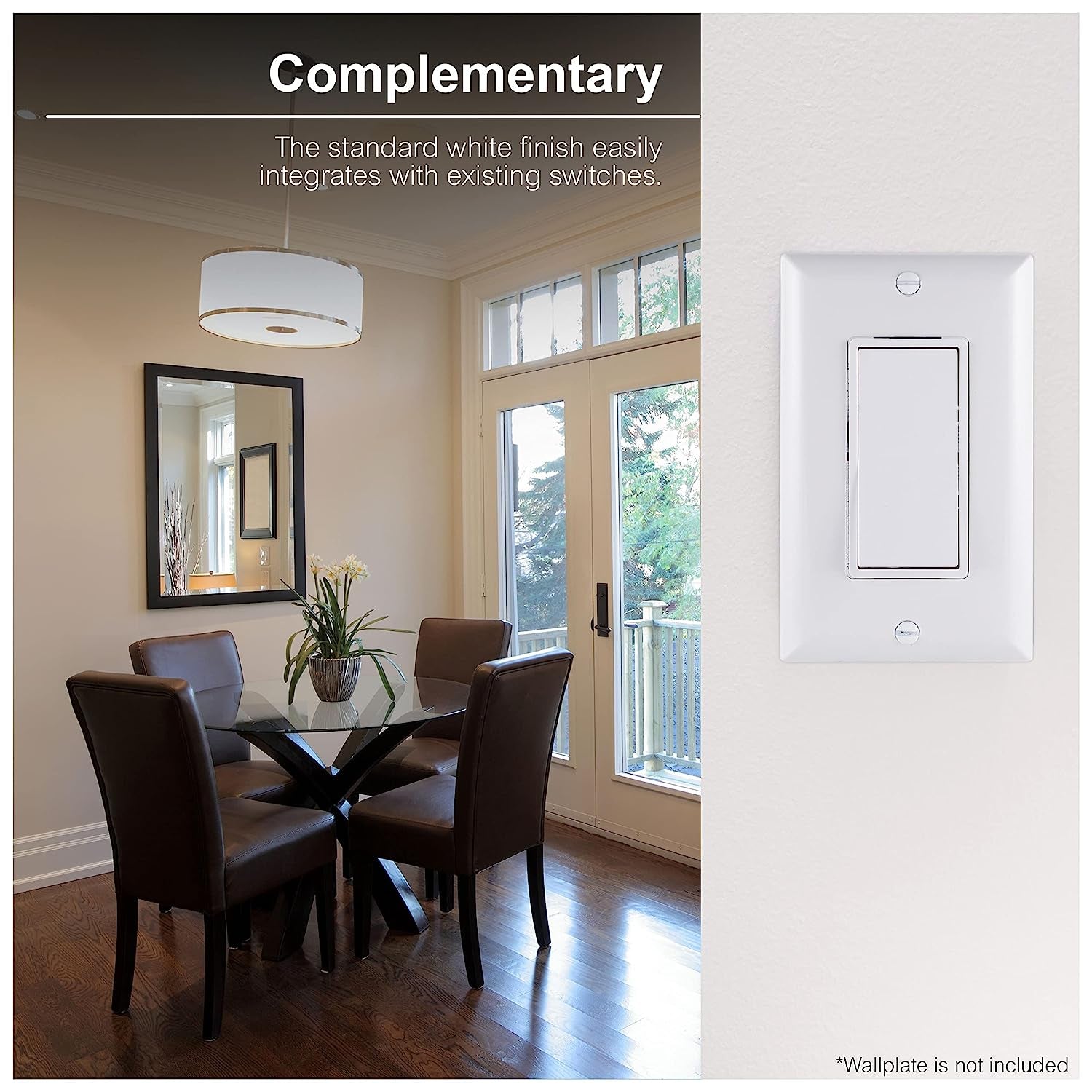 Paddle Rocker Light Switch Single Pole Switch on off Switch Rocker Switch Replacement for Electrical Light Switches & Ceiling Fan Switch Grounding Single Pole Light Switch UL Listed White 50726