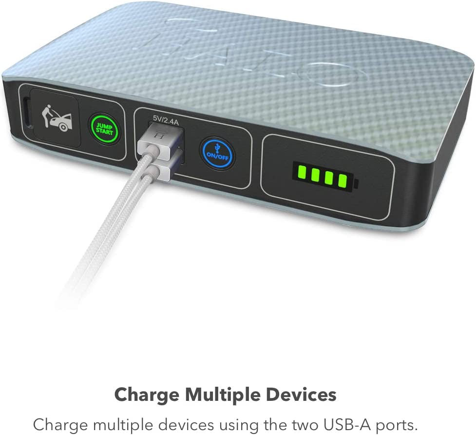 Bolt Compact Portable Jump Starter for Car Battery with 2 USB Ports to Charger Devices, Portable Car Charger - Mint Ombre