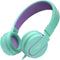 I36 Kids Headphones Children Girls Boys Teens Foldable Adjustable on Ear Headphones 3.5Mm Jack Compatible Cellphones Computer Kindle MP3/4 School Tablet Green/Purple