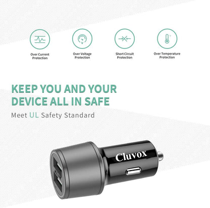 Rapid USB C Car Charger, Compatible for Samsung Galaxy S25 Plus/Ultra/S24/S23/S22/S21/Note 20/10/9/8/S20/S10+/S10E/S9/S8/A50/A70, Quick Charge 3.0 Dual USB 18W Fast Car Charger+ Type C Cable 3.3Ft