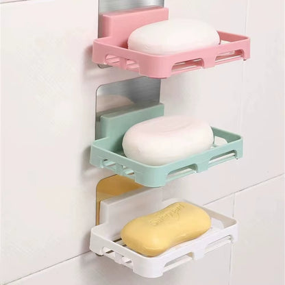 Wall-Mounted Soap Box Drain Bracket Suction Cup Punch Free Soap Dish Tray Sponge Bracket Practical Home Bathroom Accessories