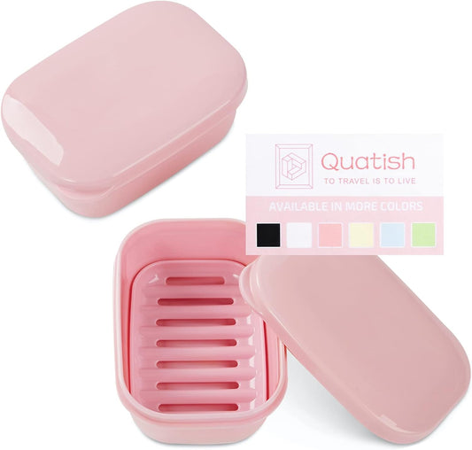 2 Pack Travel Soap Container, Portable Soap Holder with Lid, Travel Bar Soap Holder, Soap Case for Camping Gym Travel, Soap Box for Bathroom,Pink