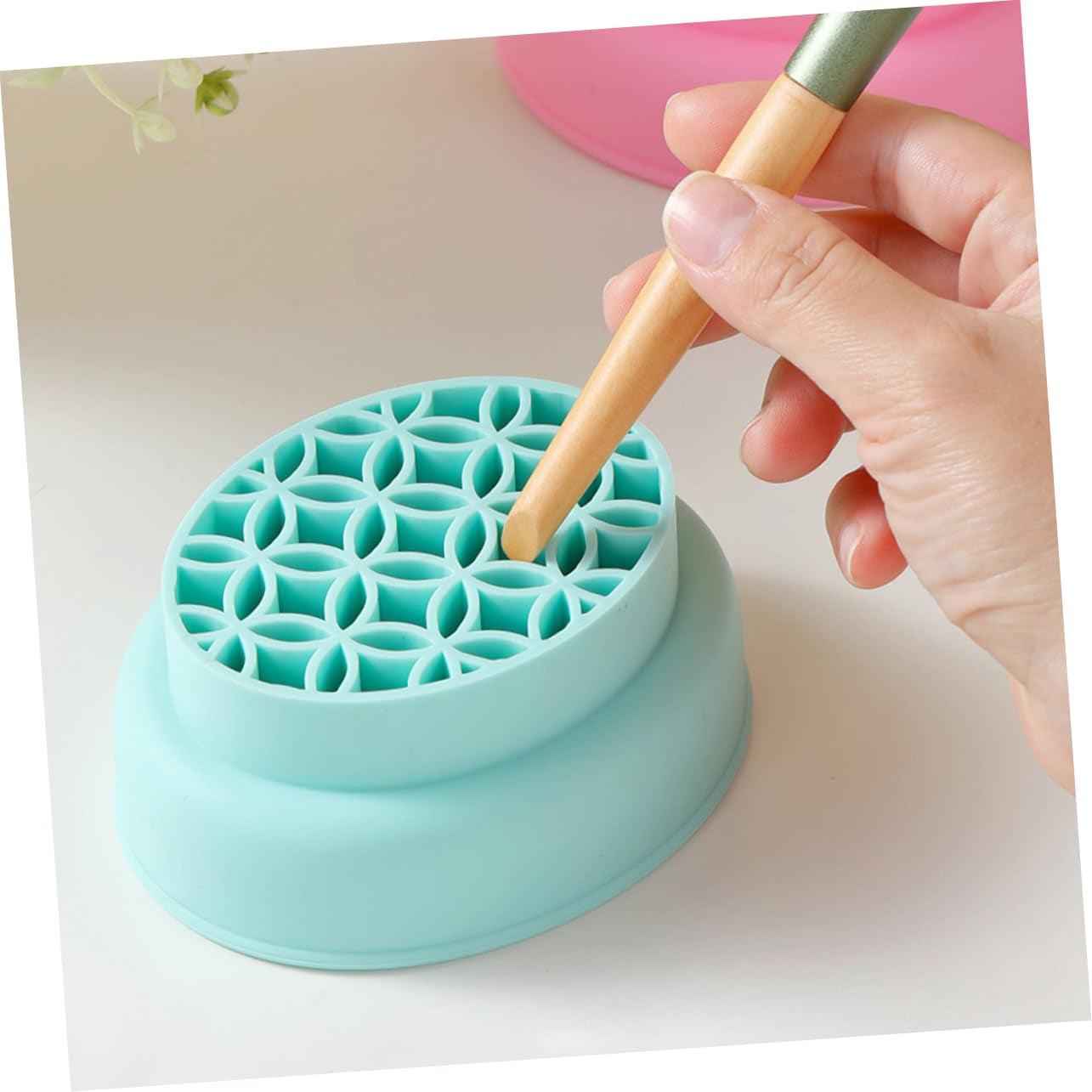 Makeup Tool Cleaner Bowl Makeup Brush Drying Mat Makeup Brush Cleaning Mat Cosmetic Cleaning Tool Makeup Brush Scrubber Cleaner Bowl for Makeup Tools Sponge Dryer Green